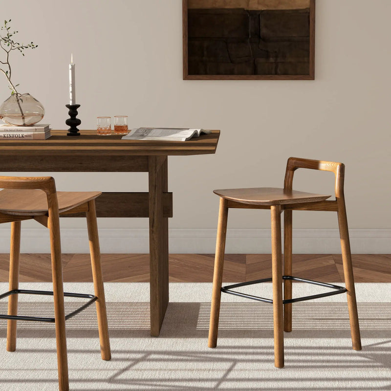 Sven - Modern Minimalist Low Back Counter Stool - Dark Brown Walnut by HouseOfZazla