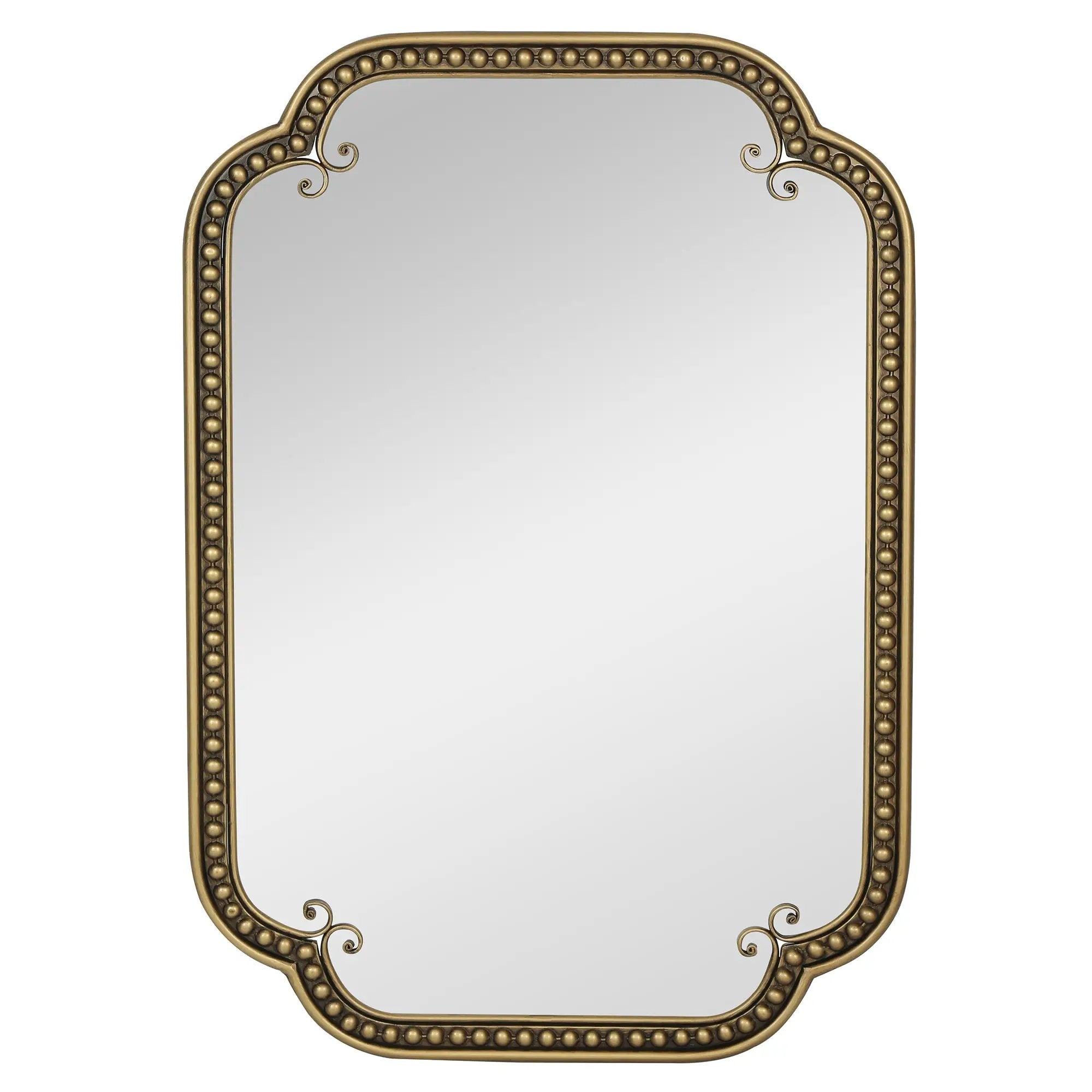 Gold Irregular Beaded Metal Framed Wall Mirror - Large by HouseOfZazla