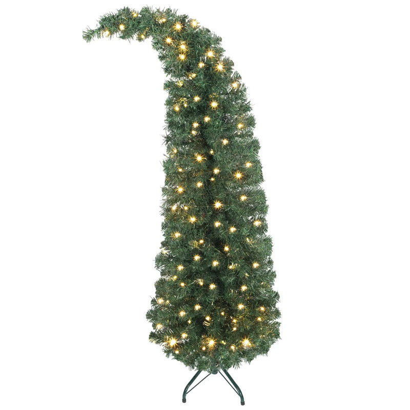 5 Ft Prelit Bent Top Christmas Tree with 300 LEDs and Metal Stand by HouseOfZazla