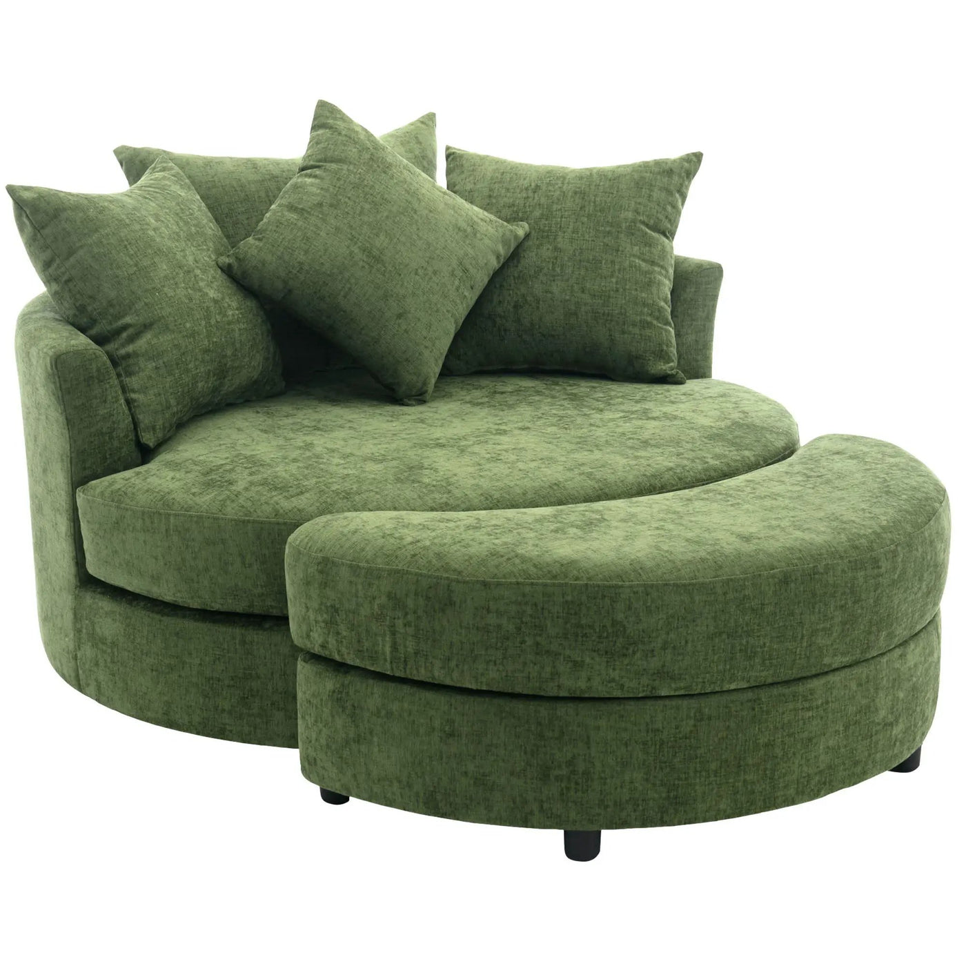360° Swivel Accent Barrel Chair With Storage Ottoman & 4 Pillows, Modern Leisure Chair Round Accent For Living Room by HouseOfZazla