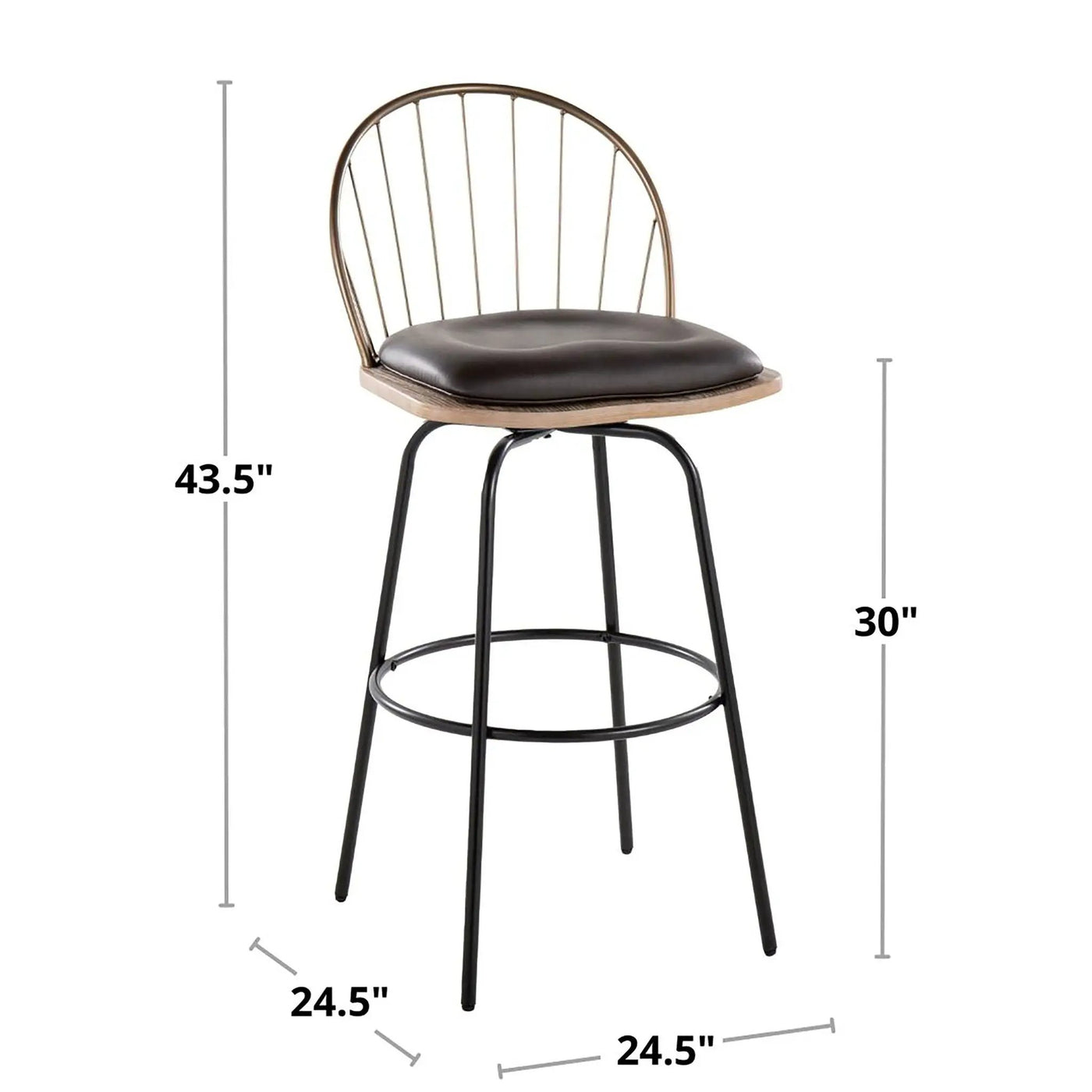 Riley - Claire Farmhouse Fixed Height Barstool With Swivel With Round Footrest (Set of 2) by HouseOfZazla