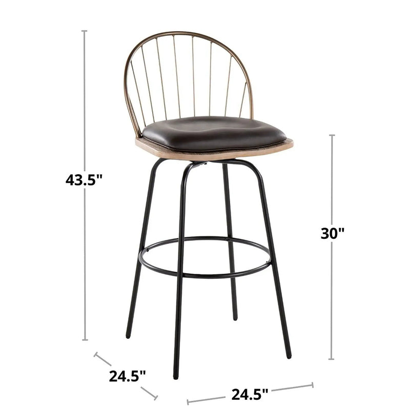 Riley - Claire Farmhouse Fixed Height Barstool With Swivel With Round Footrest (Set of 2) by HouseOfZazla