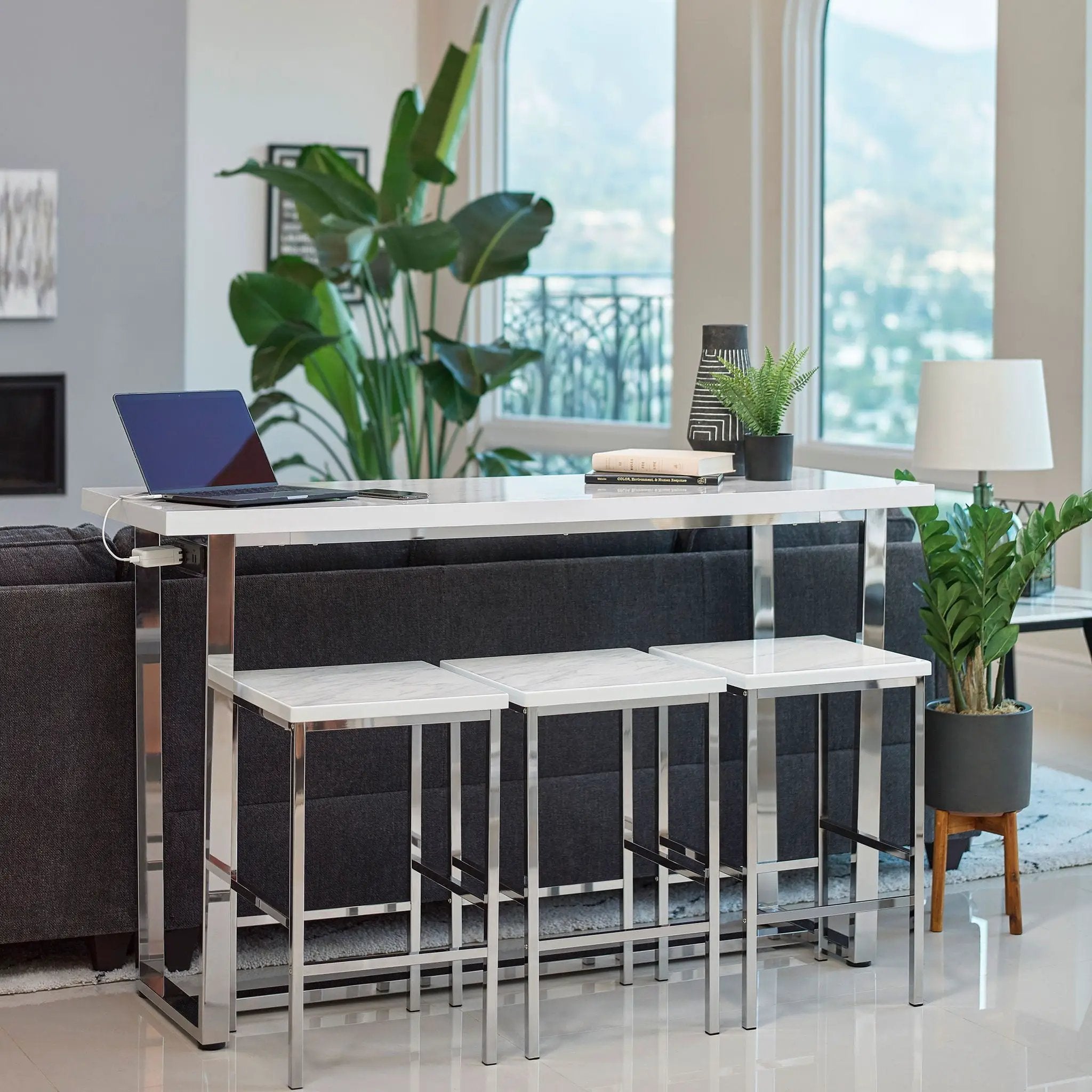 Marmot 4-piece Rectangular Counter Height Table Set Chrome by Unique Piece Furniture