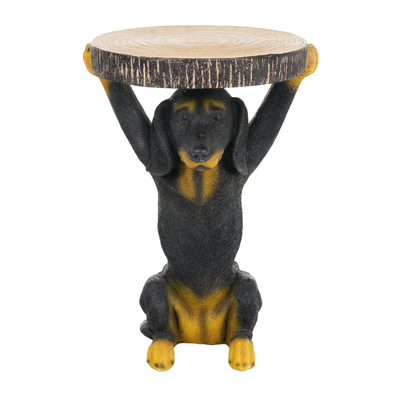 22.17'H Black Dog Side Table Pedestal End Table Stool