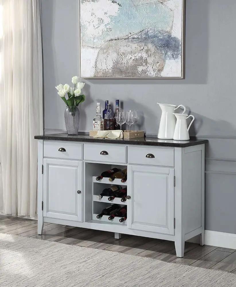 Lanton - Server - Natural Marble & Antique White by Unique Piece Furniture