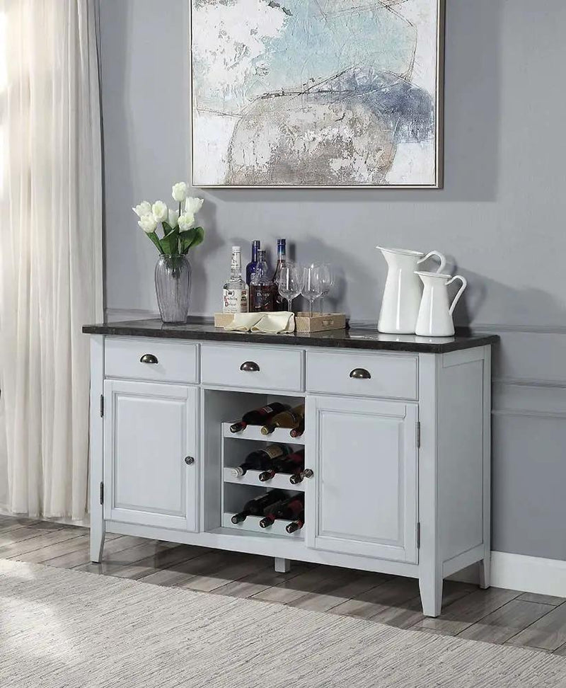 Lanton - Server - Natural Marble & Antique White by Unique Piece Furniture