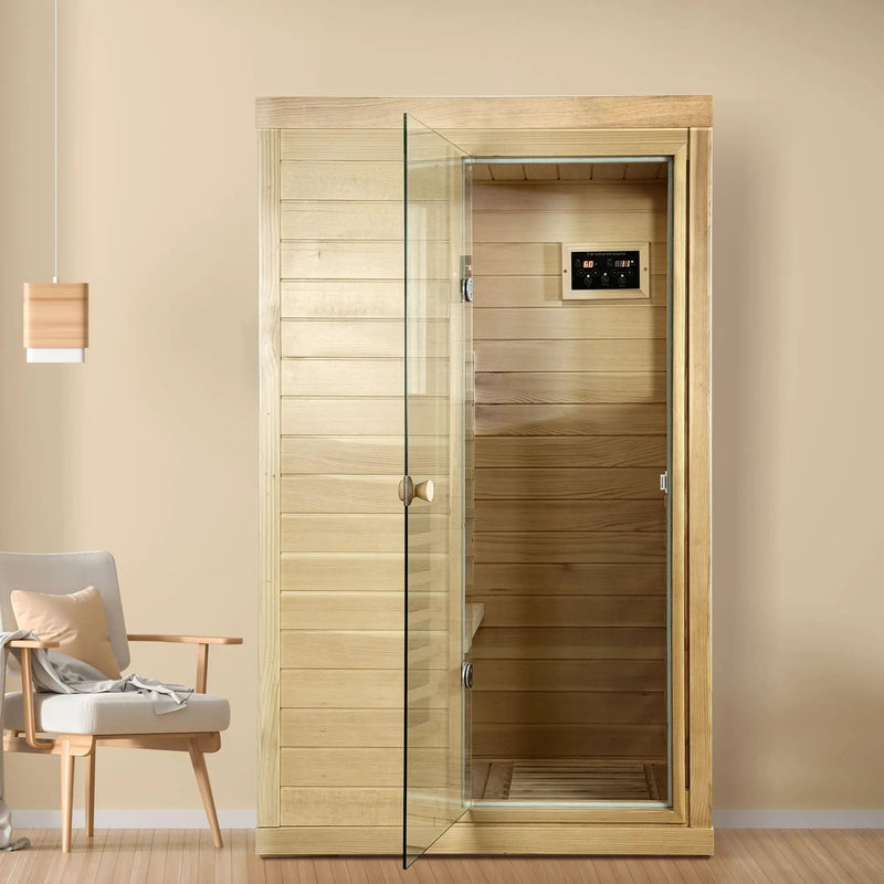 Canadian Hemlock Wood One Person Far Infrared Sauna by HouseOfZazla