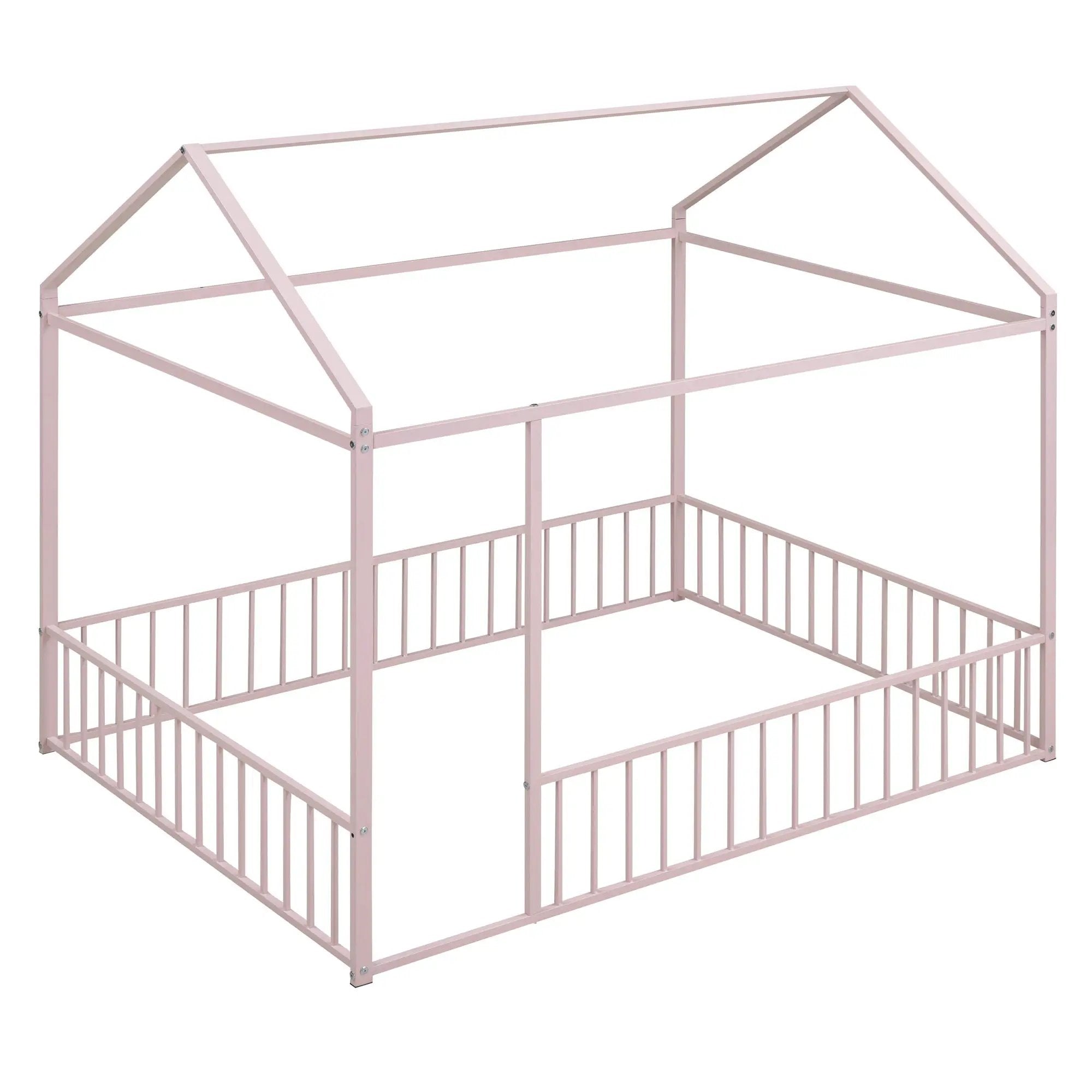 Metal Bed House Bed Frame With Fence by Unique Piece Furniture