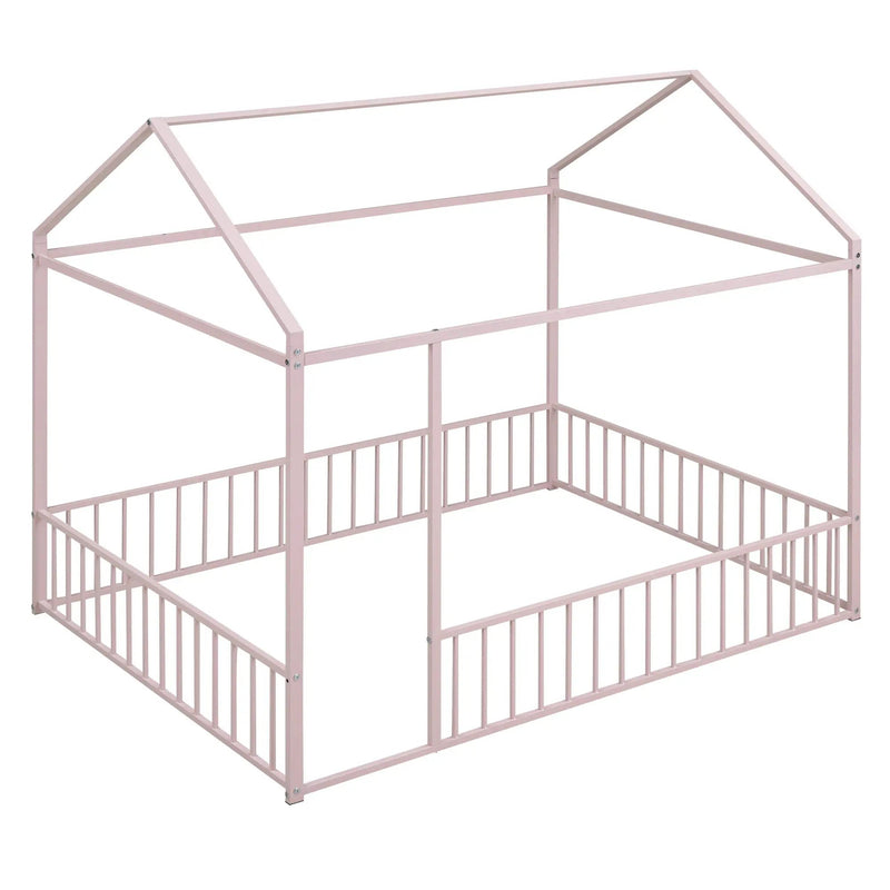 Metal Bed House Bed Frame With Fence by Unique Piece Furniture