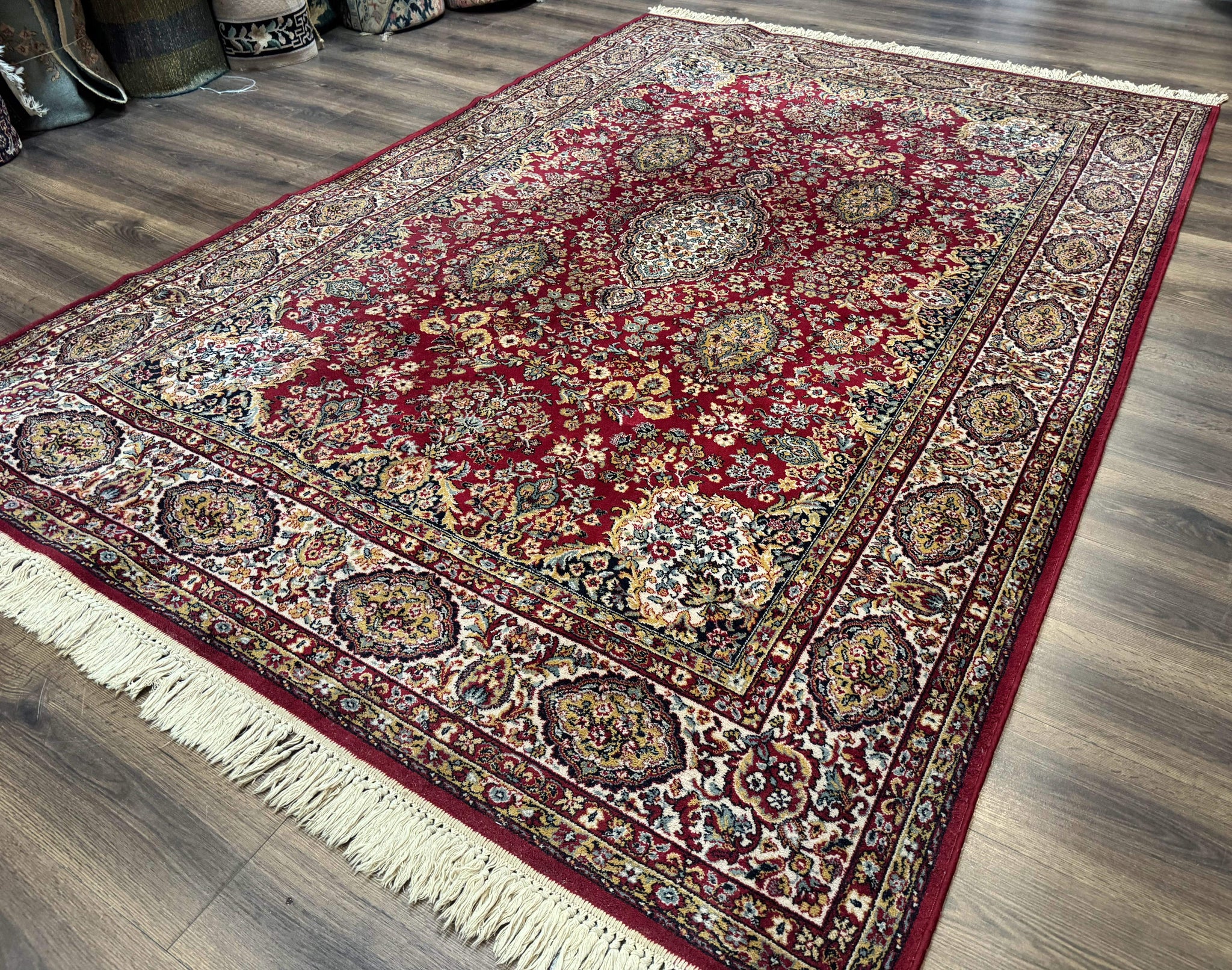 Persian Wool Rug 7x10, Couristan Carpet, Belgium Power Loomed Rug, Red, Floral, Traditional by Jewel Rugs