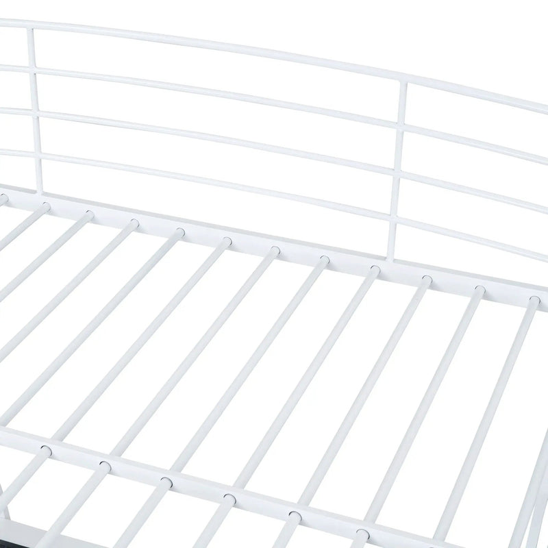 Loft Bed With 4 Layers Of Shelves And L-Shaped Desk, Stylish Metal Frame Bed With A Set Of Sockets, USB Ports And And Wireless Charging by HouseOfZazla