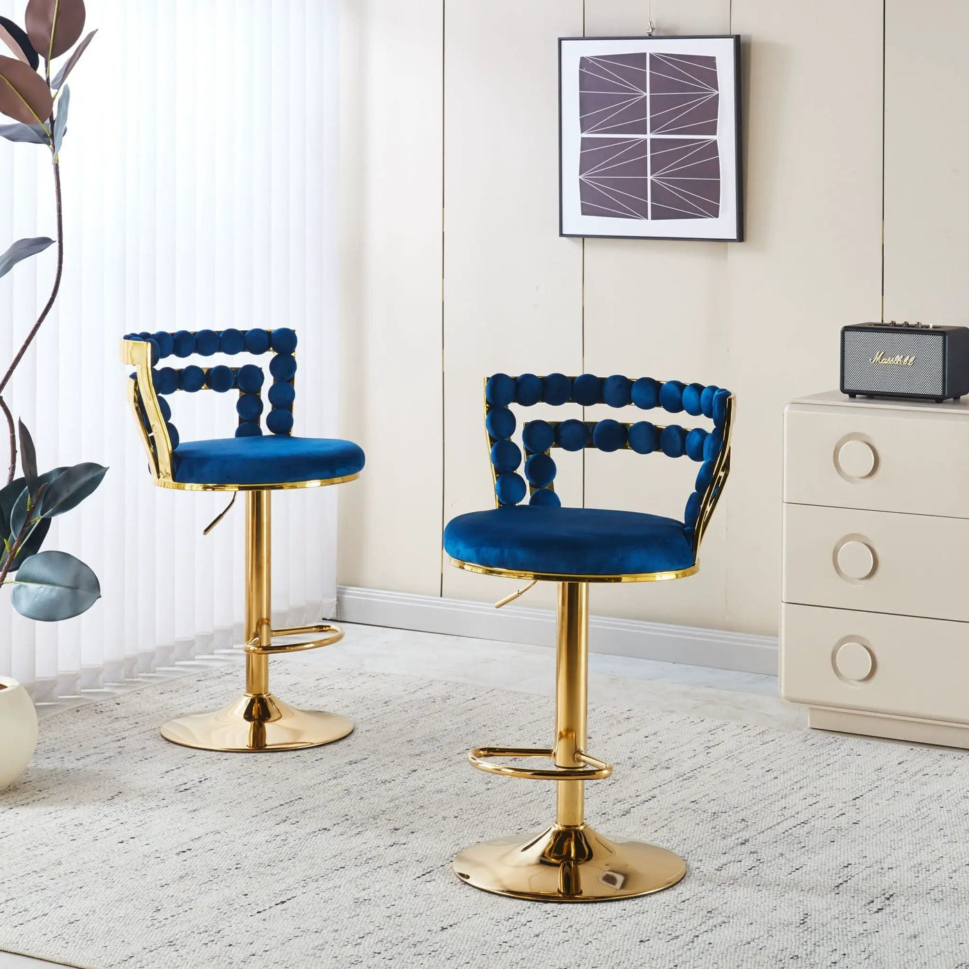 Modern Bar Chair With Iron Tube Legs, Soft Cushions And Comfortable Backrest (Set of 2) by HouseOfZazla
