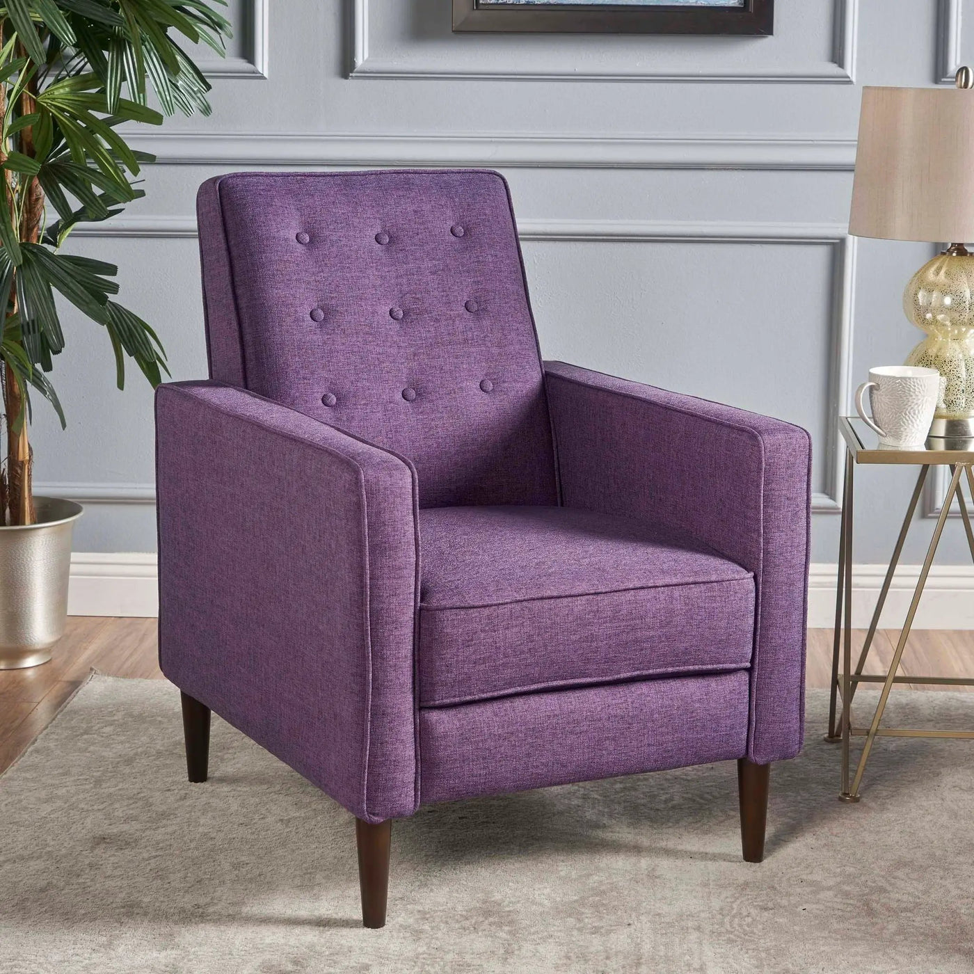 Mid-Century Modern Recliner With Button Tufted Waffle Stitch by Unique Piece Furniture
