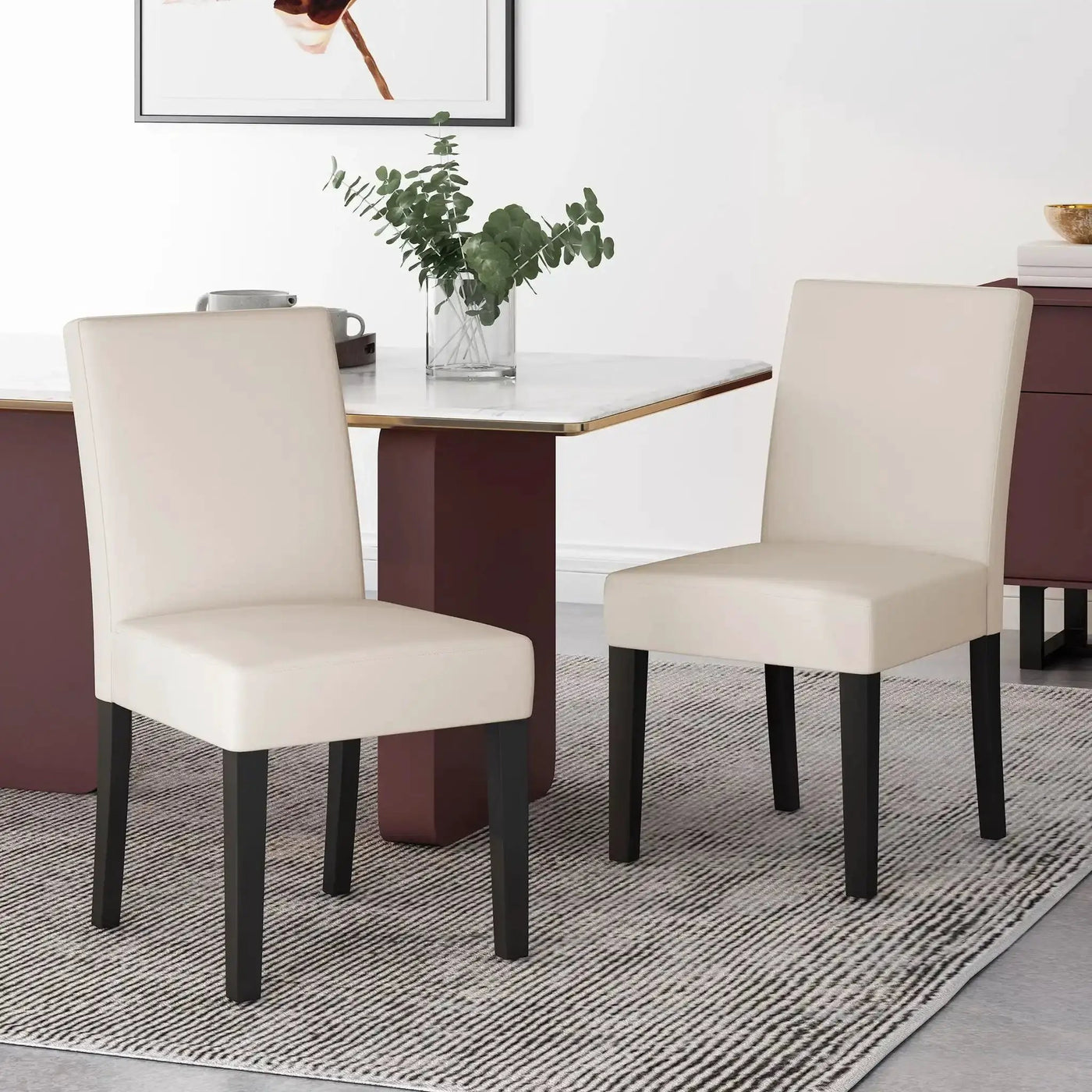 Contemporary Dining Chair With Upholstered Seating and Tapered Legs by HouseOfZazla