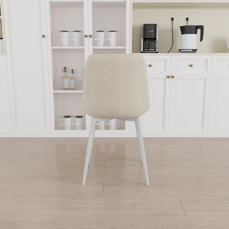Modern Kitchen Dining Chairs (Set of 4) With Linen Padding And Sturdy Metal Legs - Beige by HouseOfZazla