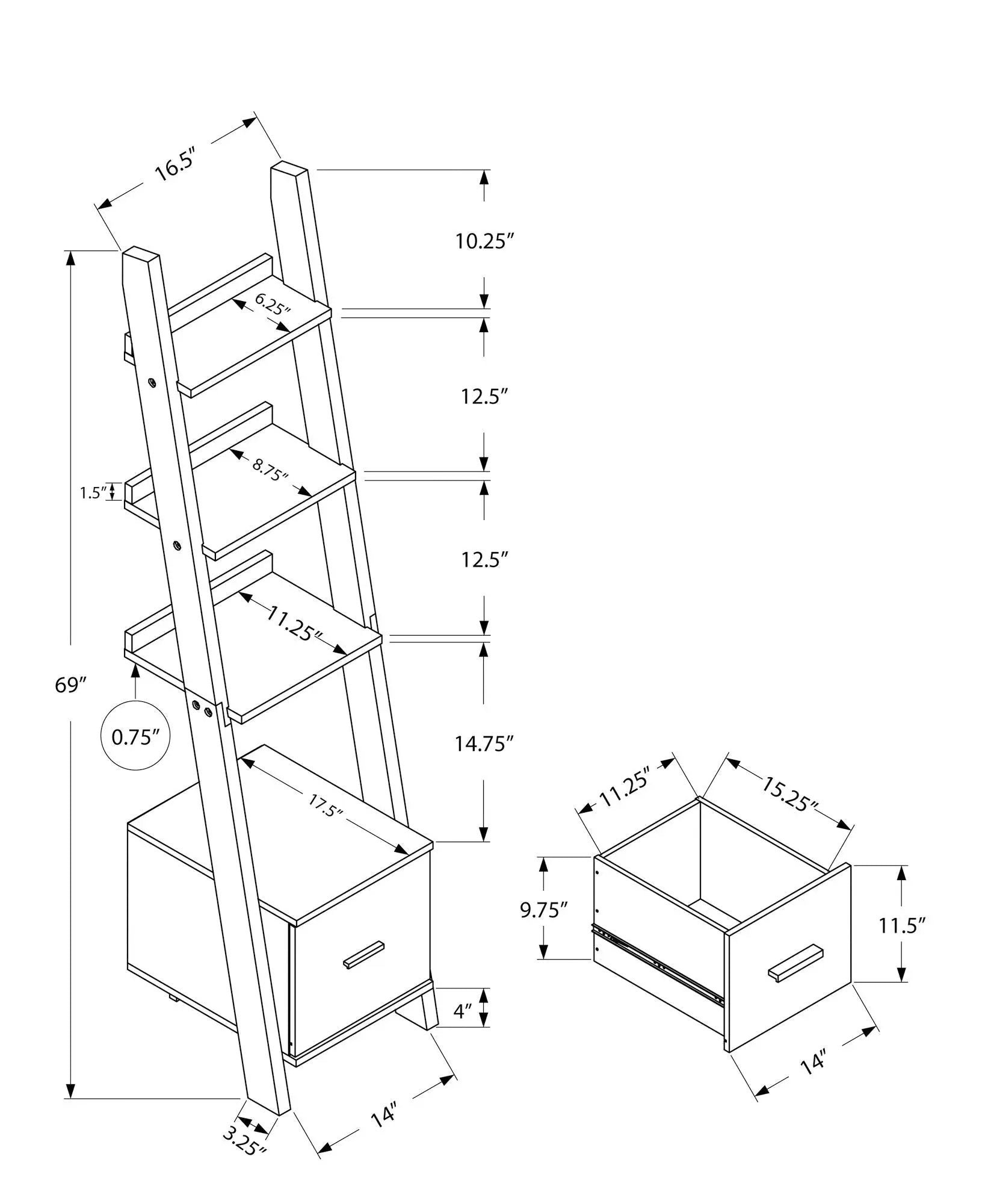 Contemporary Corner Ladder Bookshelf for Office by HouseOfZazla