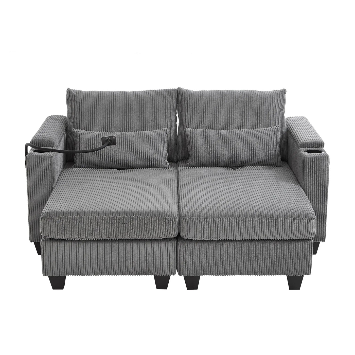Convertible Chaise Lounge Sofa Chair With USB Ports, Cup Holders, Phone Holder And Storage by HouseOfZazla