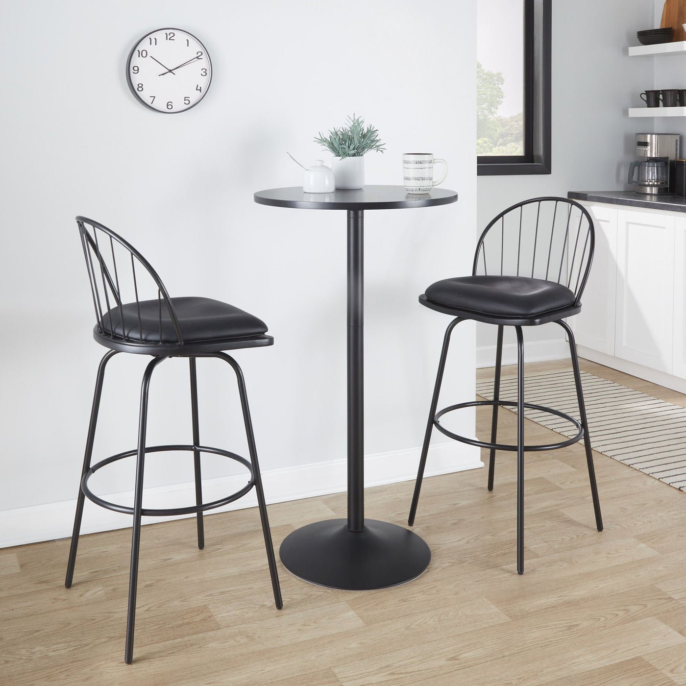 Riley - Claire Farmhouse Fixed Height Barstool With Swivel With Round Footrest (Set of 2) by HouseOfZazla