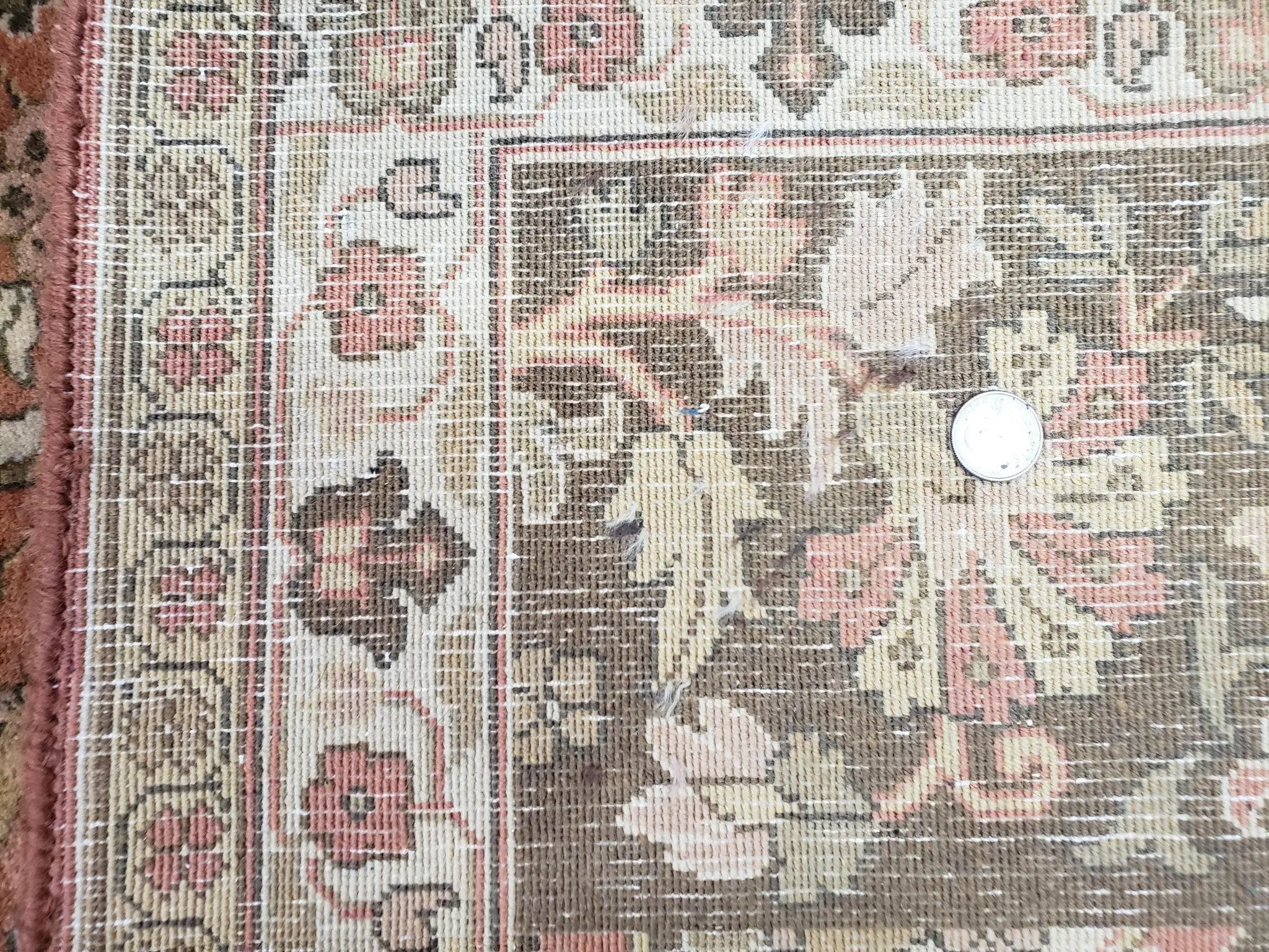Indo Persian Rug 8x10, Vintage Indian Rug 8 x 10, Fine Hand-Knotted Wool Rug, Rose Clay Red Beige Brown Handmade Area Rug, Floral Medallion by Jewel Rugs