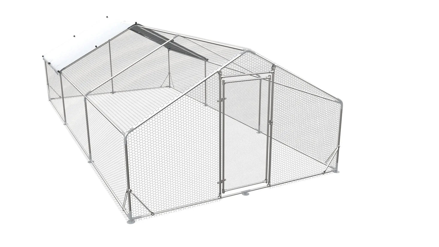 Large Metal Chicken Coop, Walk In Poultry Cage Hen Run House Rabbits Habitat Cage Spire Shaped Coop With Waterproof And Anti Ultraviolet Cover by HouseOfZazla