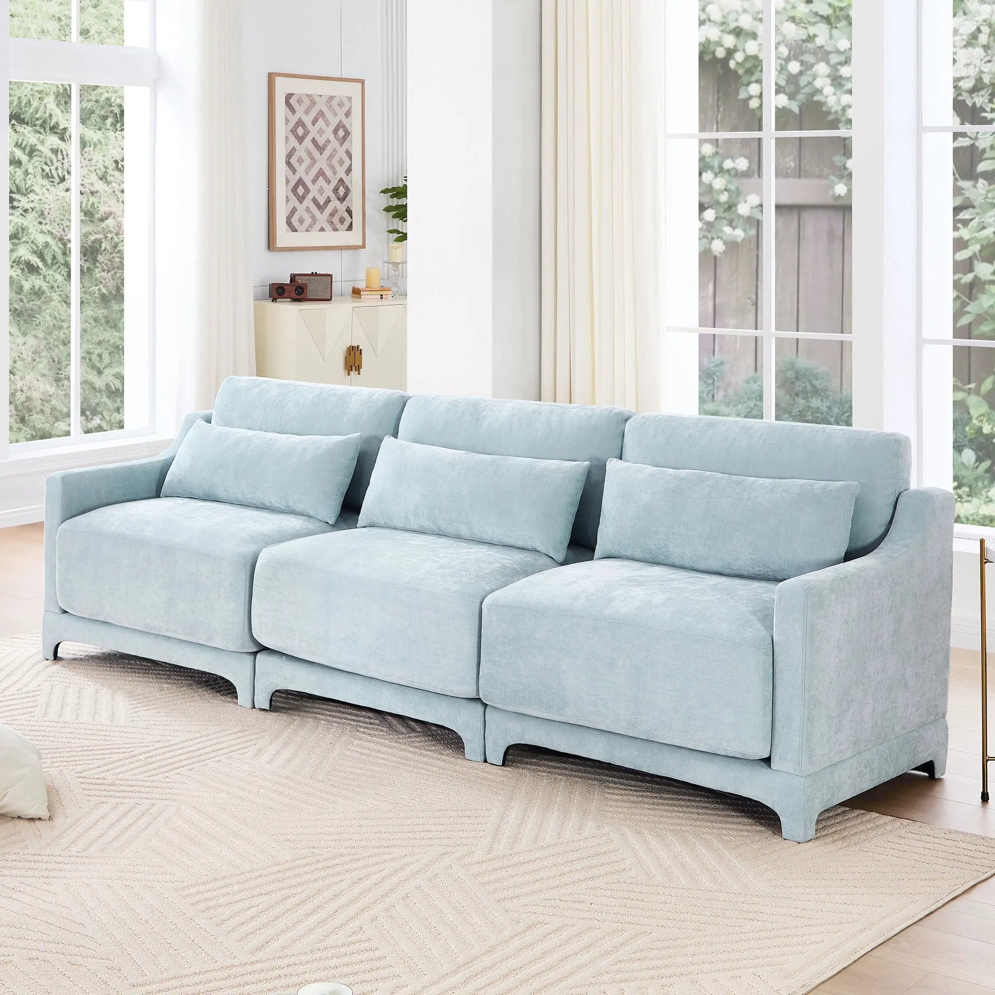 Elegant Sofa With Ergonomic Design And Lumbar Pillows by Unique Piece Furniture