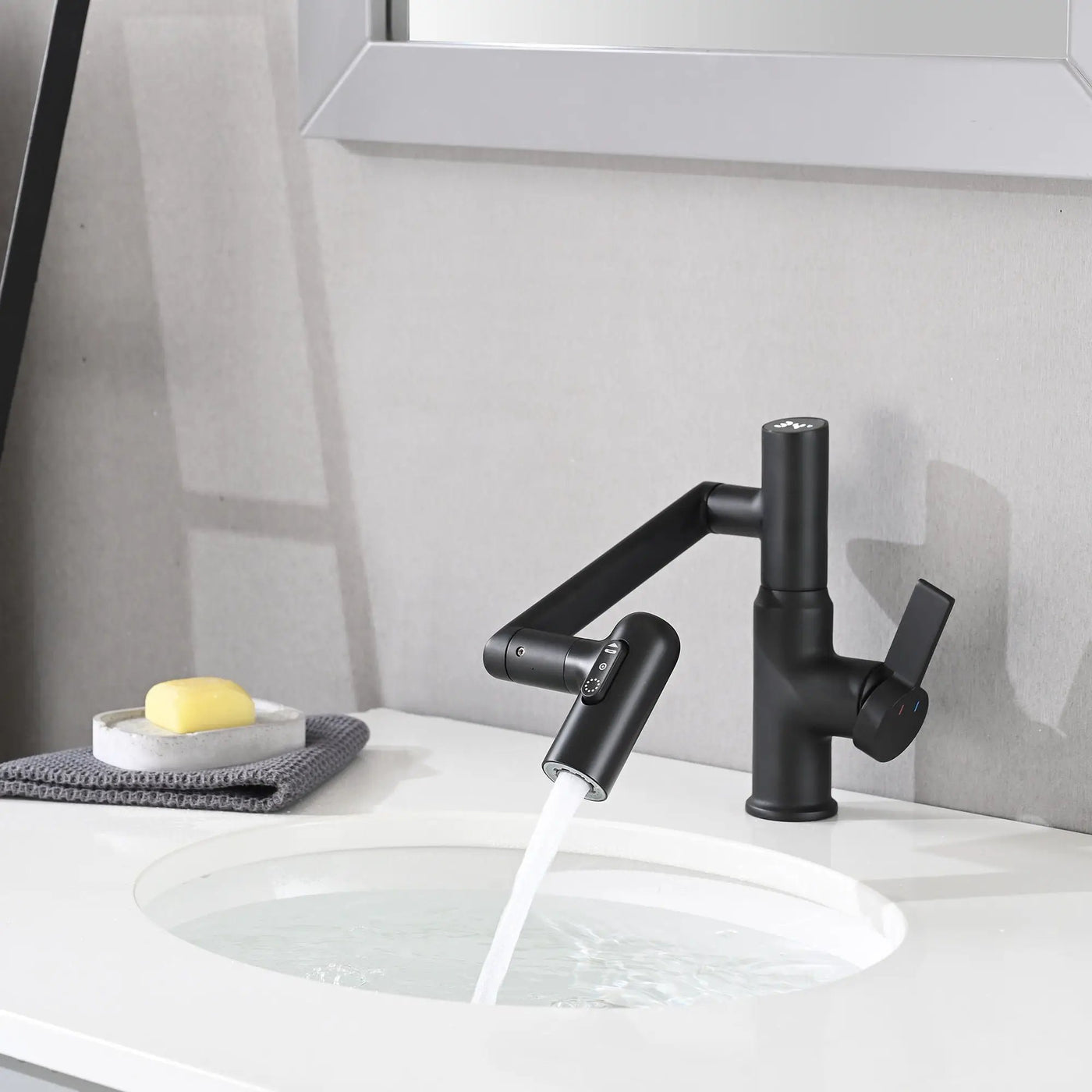 Bathroom Sink Faucet With Spray Function And Temperature Display, Anti Skid Switch, 360 Degree Rotary by HouseOfZazla