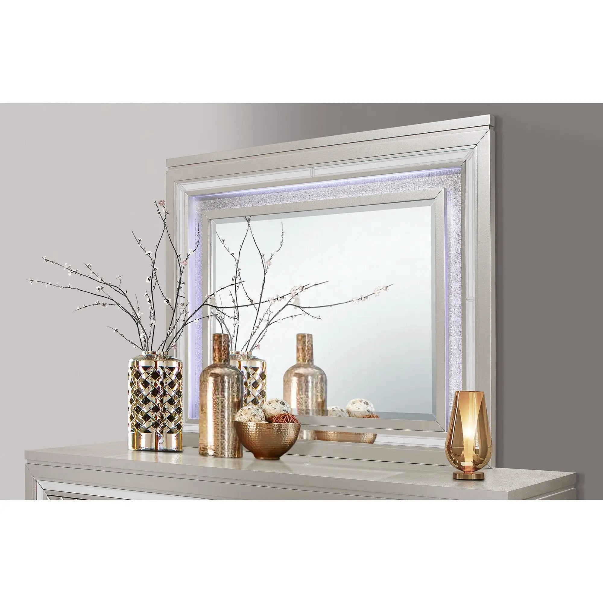 Cross - Glam Mirror With LED - Champagne by HouseOfZazla