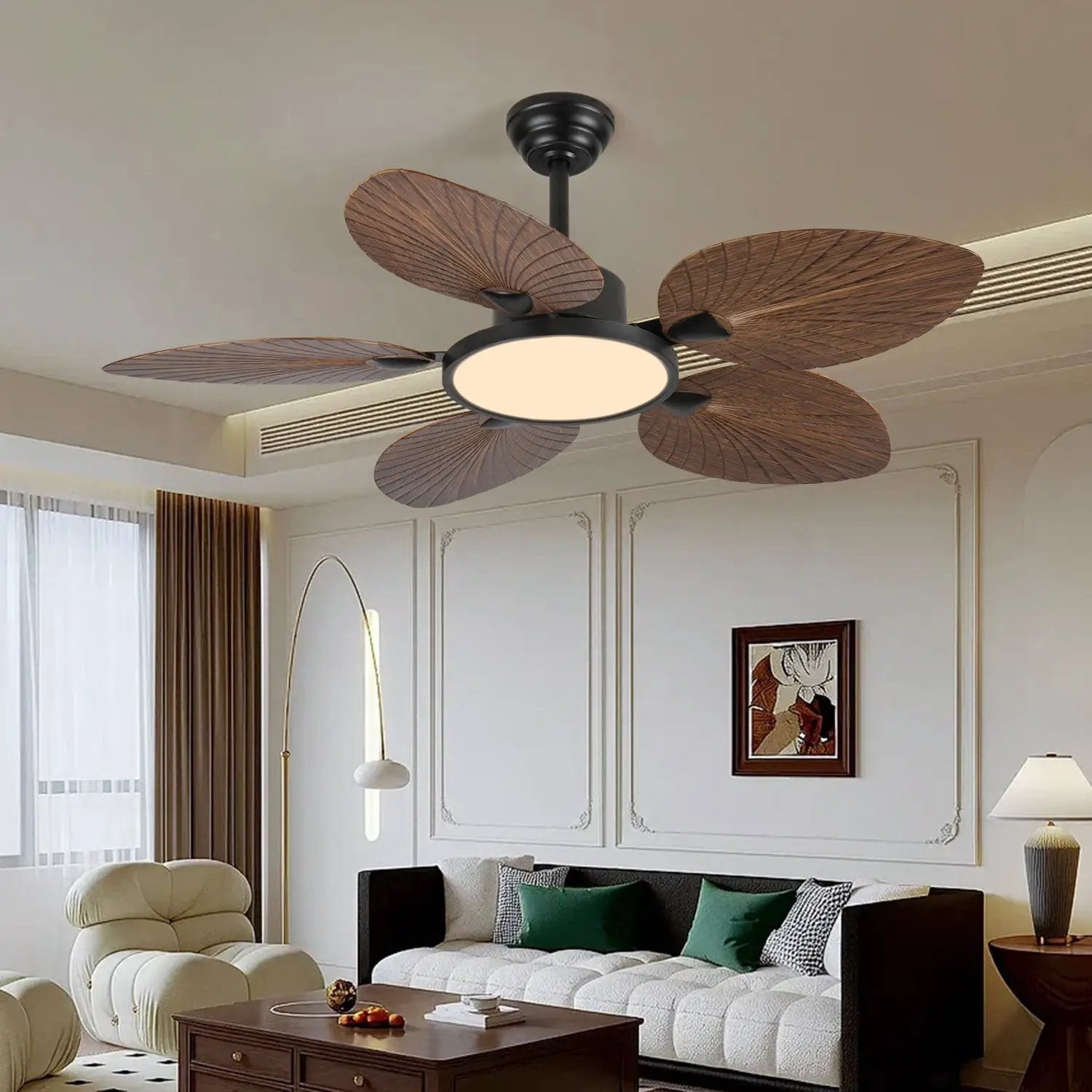 52-Inch Tropical Palm Leaf Ceiling Fan with Lights & Remote Control by HouseOfZazla