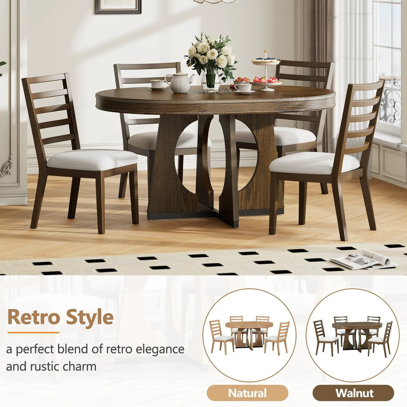 Round Dining Table Set For 4 With Chairs by HouseOfZazla
