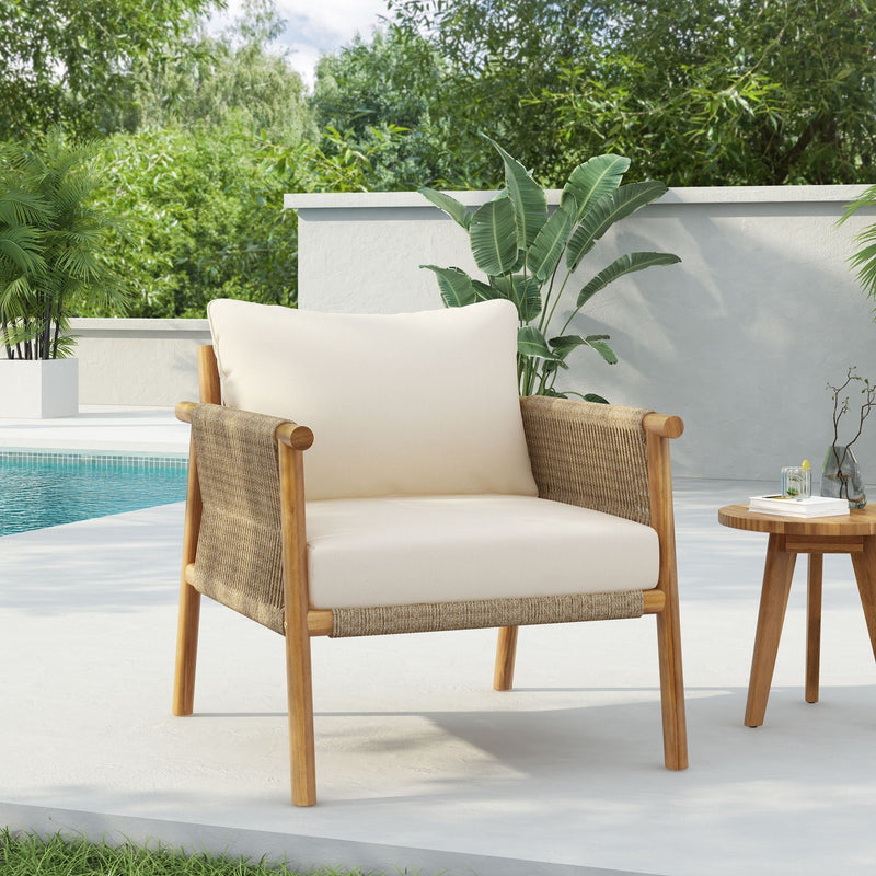 Modern Outdoor Woven Lounge Chair With Solid Frame And Cushions by HouseOfZazla