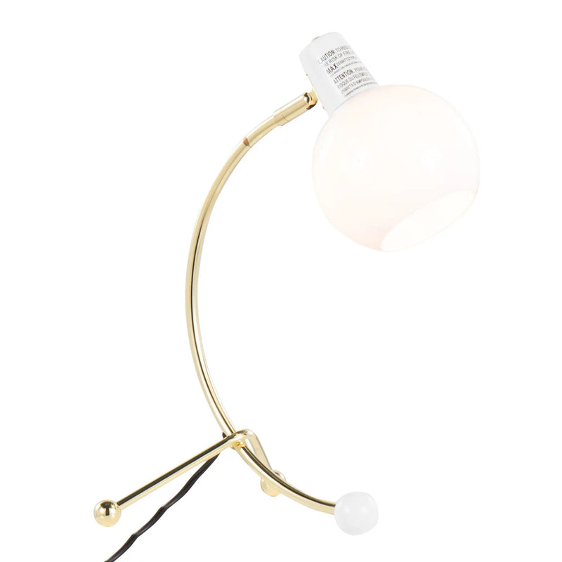 Eileen Contemporary Task Lamp in Gold Metal and White Shade by HouseOfZazla