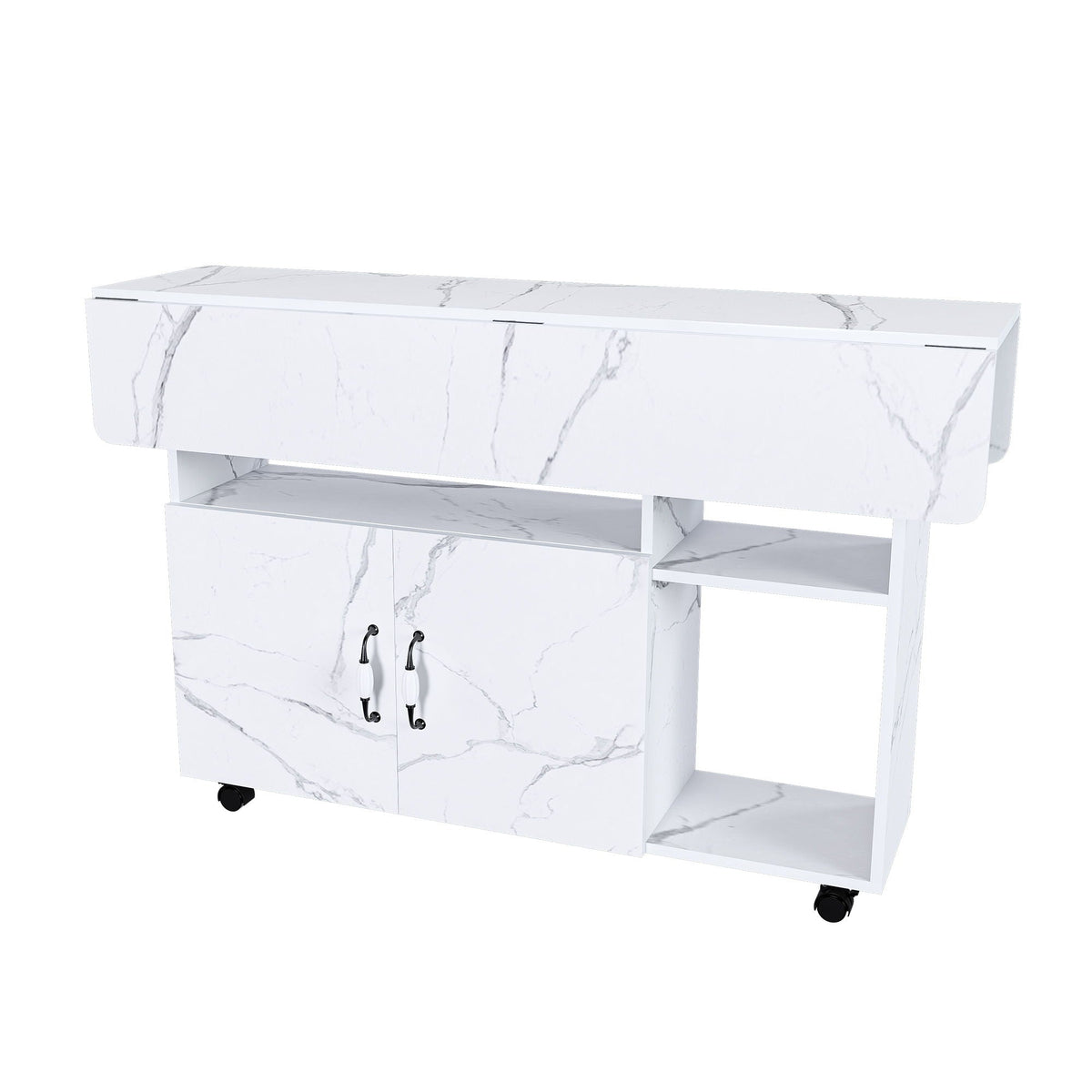 Multi Functional Folding Table With Storage Shelves And Wheels, photo 2 of 21