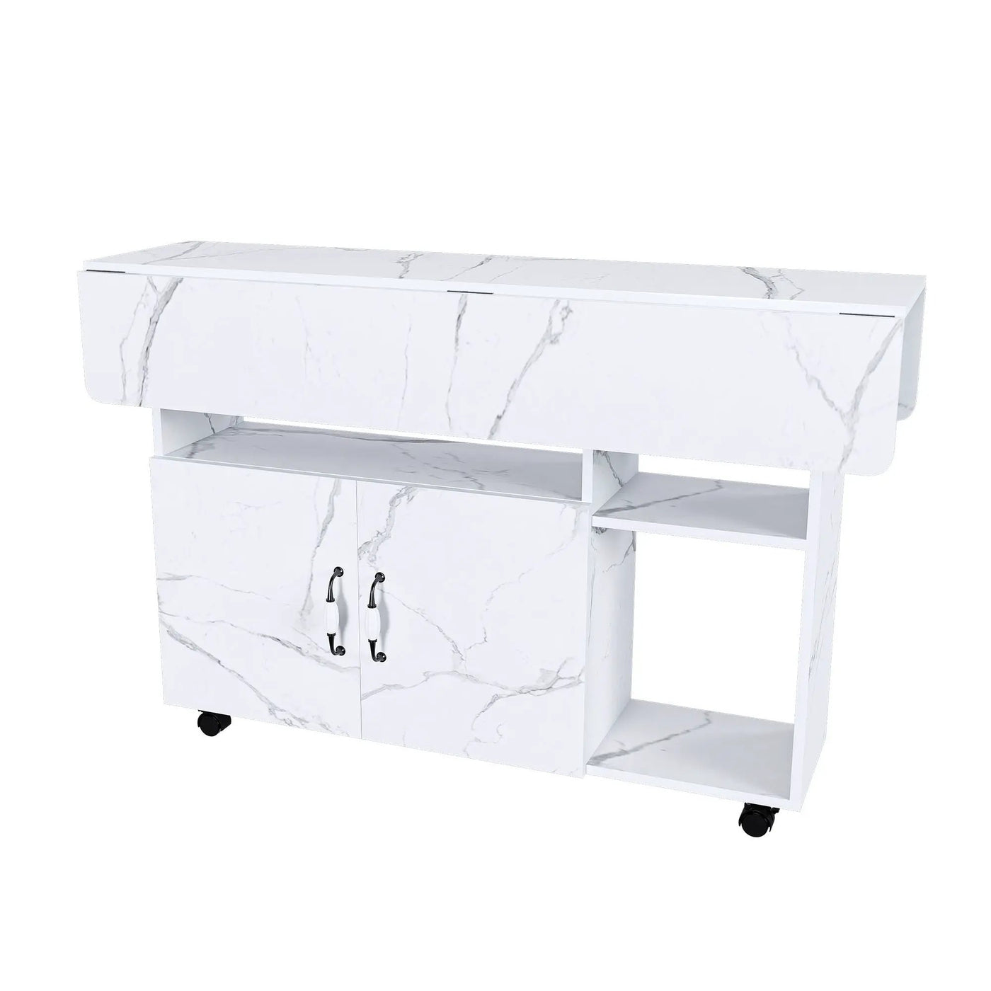 Multi Functional Folding Table With Storage Shelves And Wheels by HouseOfZazla