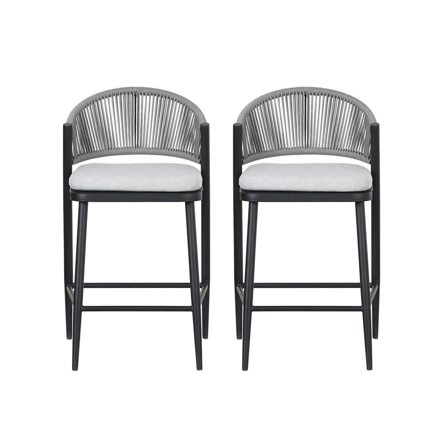 Outdoor 26" Counter Height Metal Frame Counter Stools With Scallop Shaped Backrest & Water Resistant Cushions by HouseOfZazla
