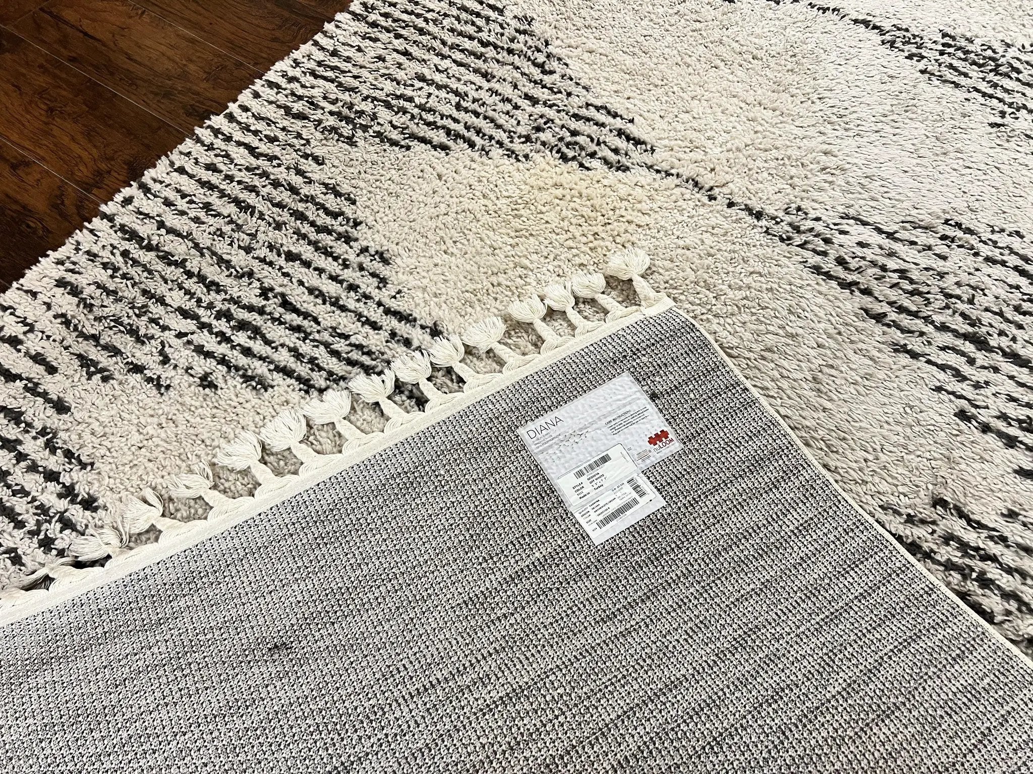 Shag Rug 5x8, Off White and Black Modern Contemporary Shag Area Rug, Moroccan Style Rug 5 x 8 ft, Medium Sized Rug, nuLoom Rug by Jewel Rugs