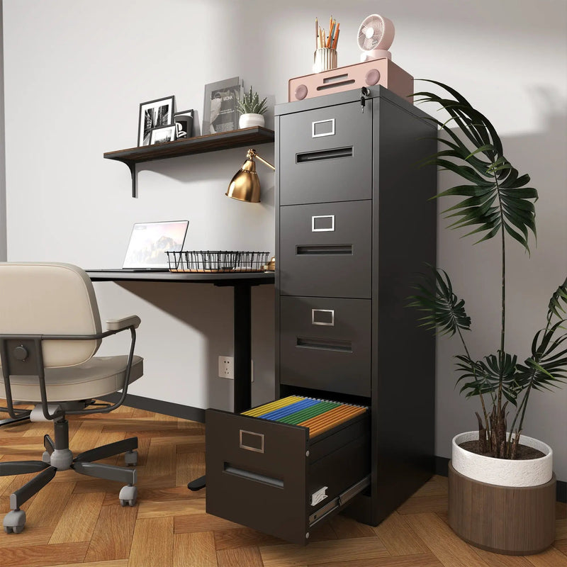 Premium Drawer File Cabinet With Lock, Metal Vertical Design, A4 Legal / Letter Size by Unique Piece Furniture