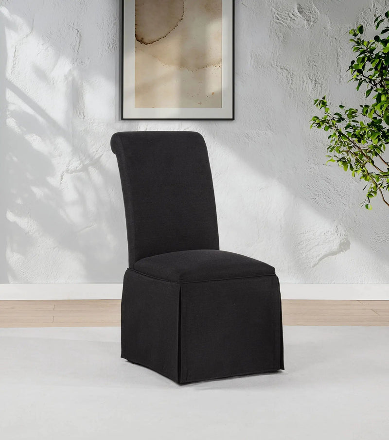 Shawna Upholstered Skirted Side Chair Black (Set of 2) by Unique Piece Furniture