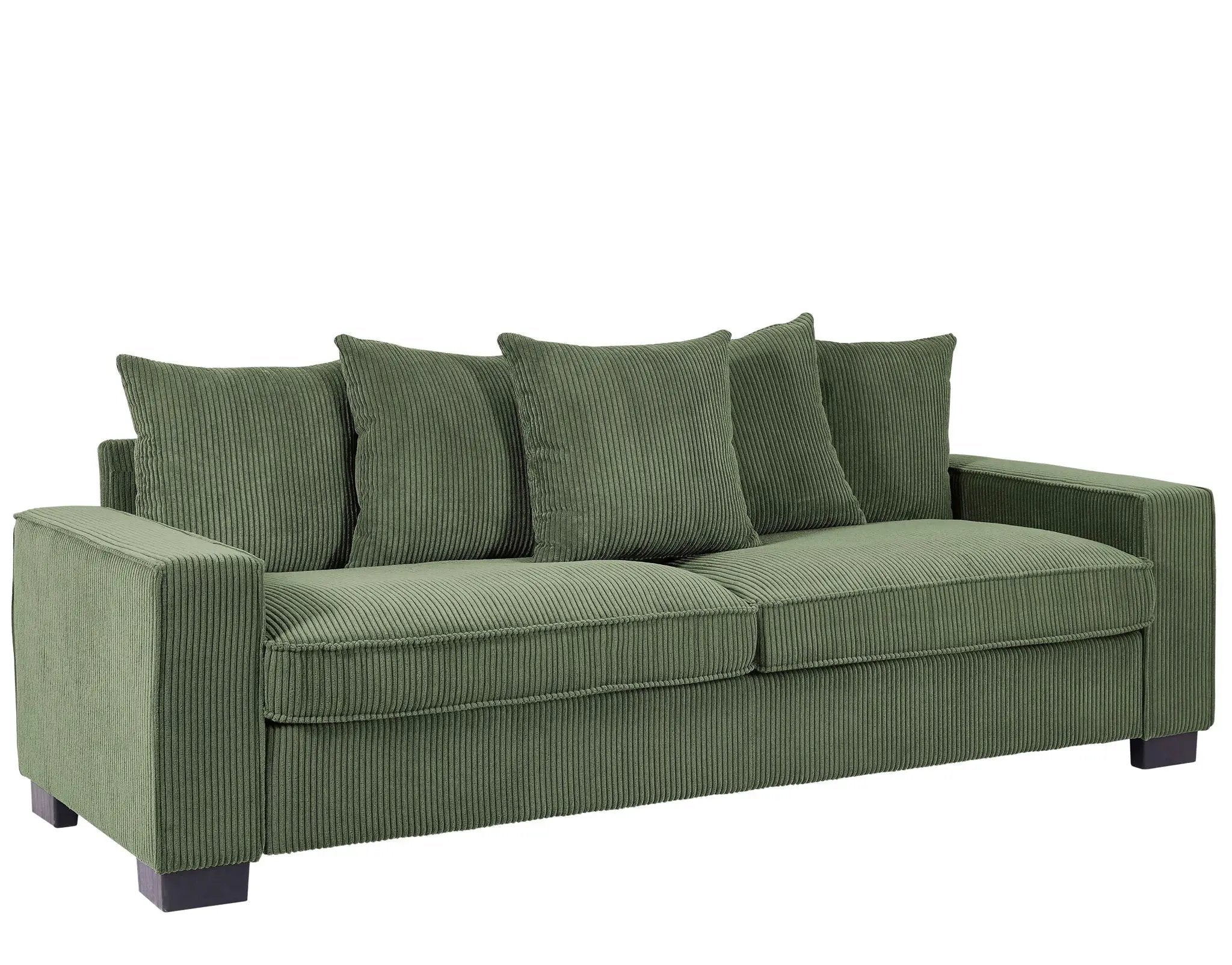 Luxe Sofa With 5 Matching Toss Pillows, Sleek Design, Spacious And Comfortable 3 Seater Couch by HouseOfZazla