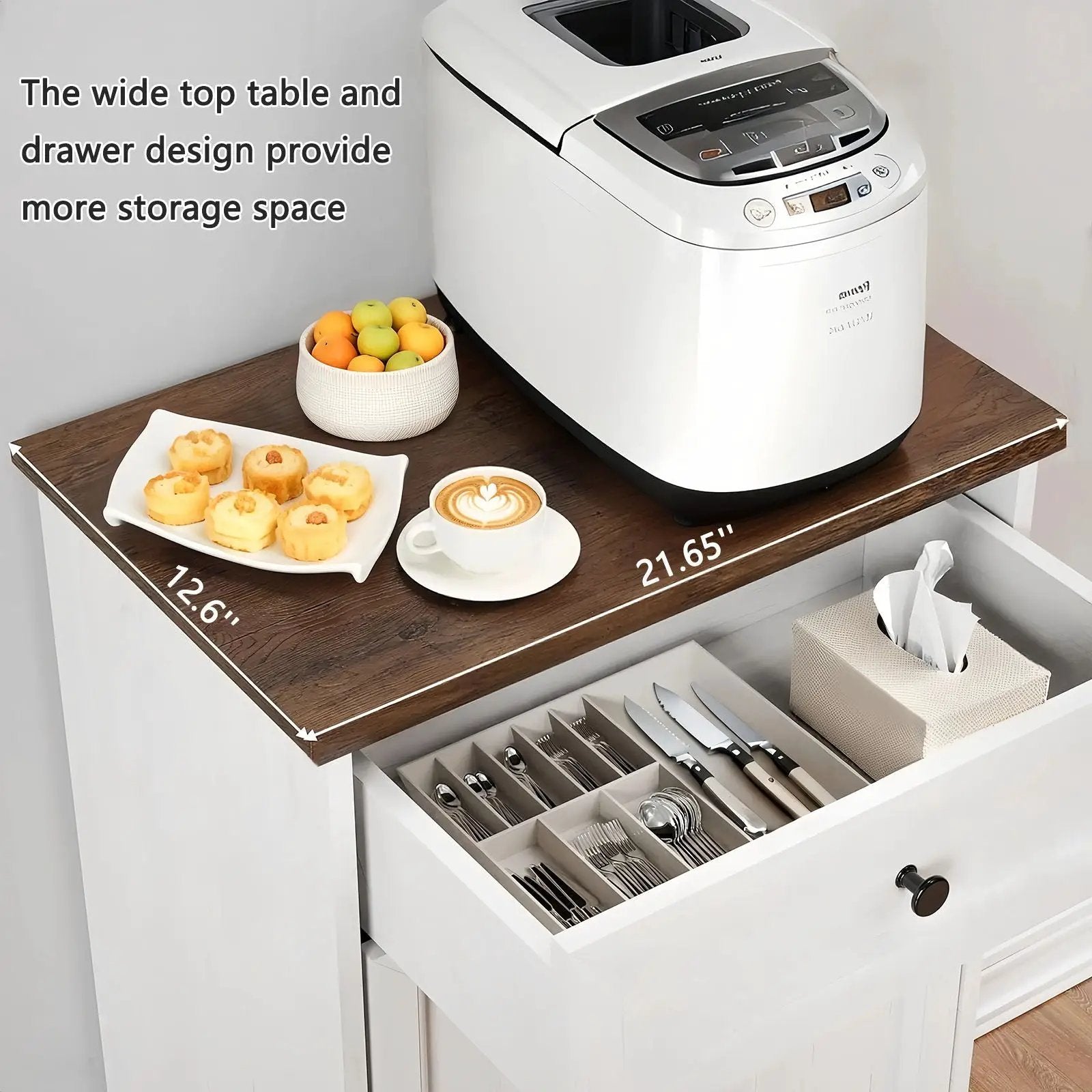 Tilt Out Trash Cabinet With Drawer, 10 Gallon Hamper - White by HouseOfZazla