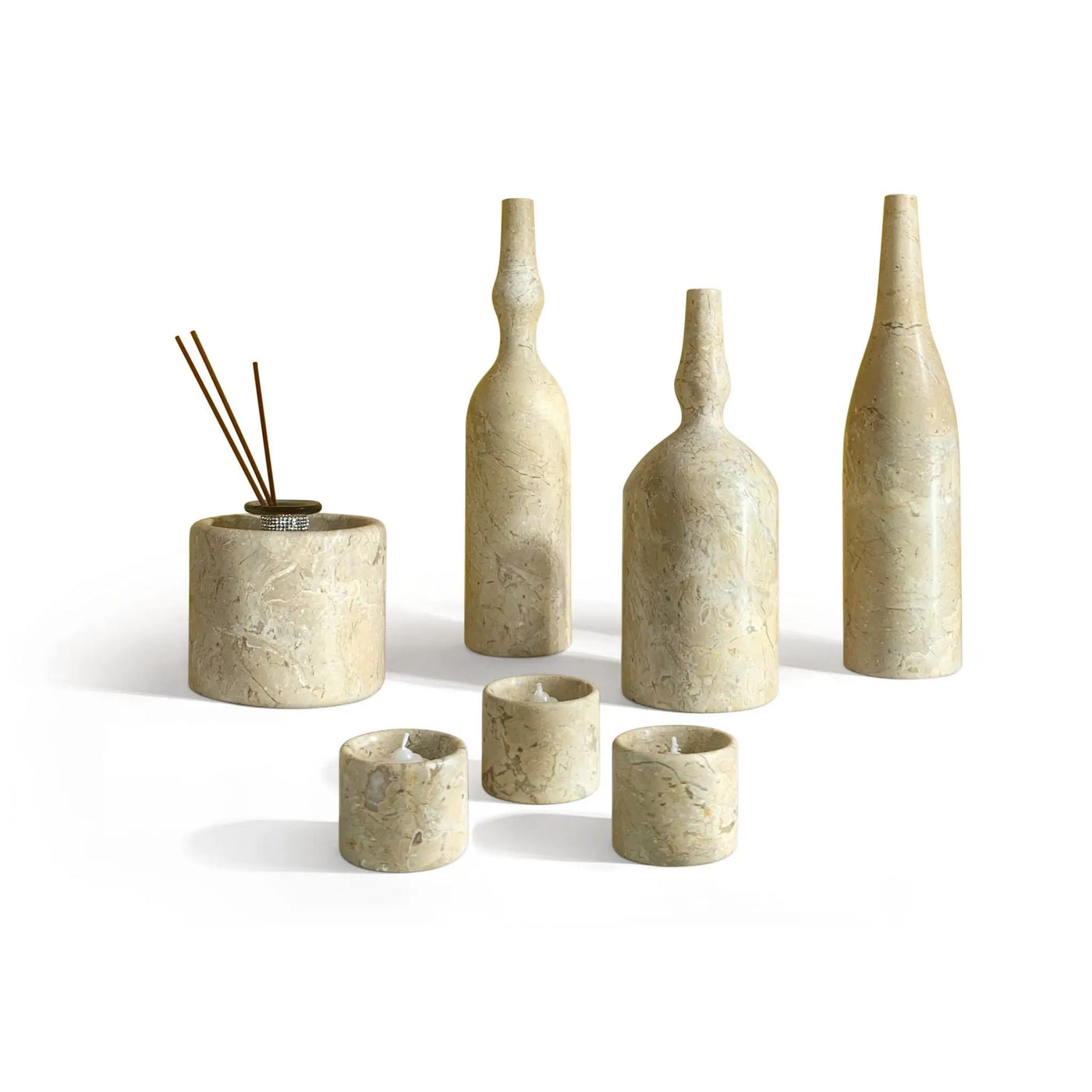 7 Pieces Luxury Natural Marble Living Room Accessories Set by HouseOfZazla