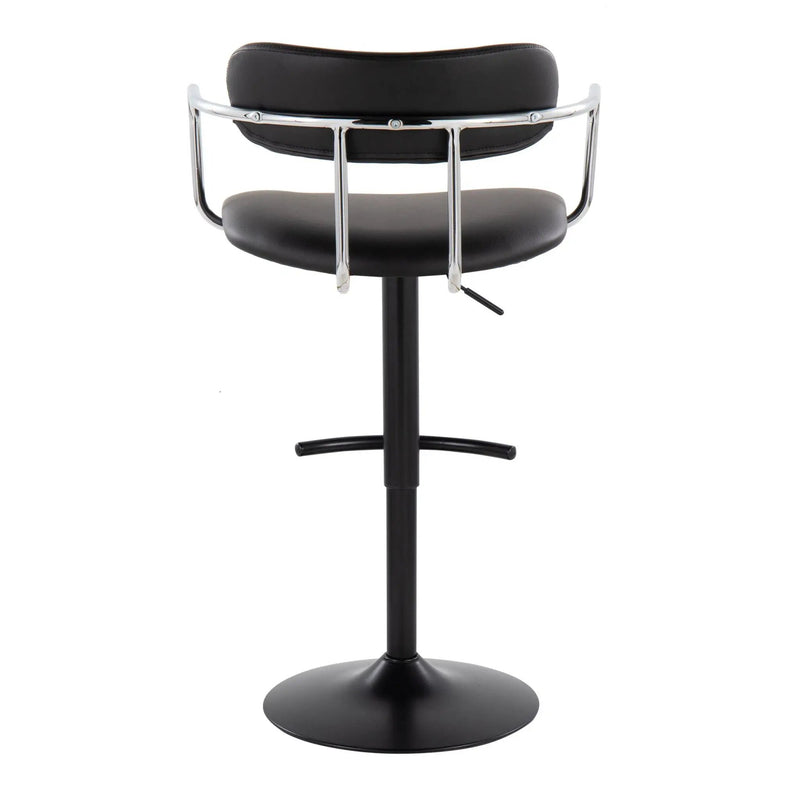 Demi - Contemporary Adjustable Height Barstool With Swivel With Rounded T Footrest (Set of 2) by HouseOfZazla