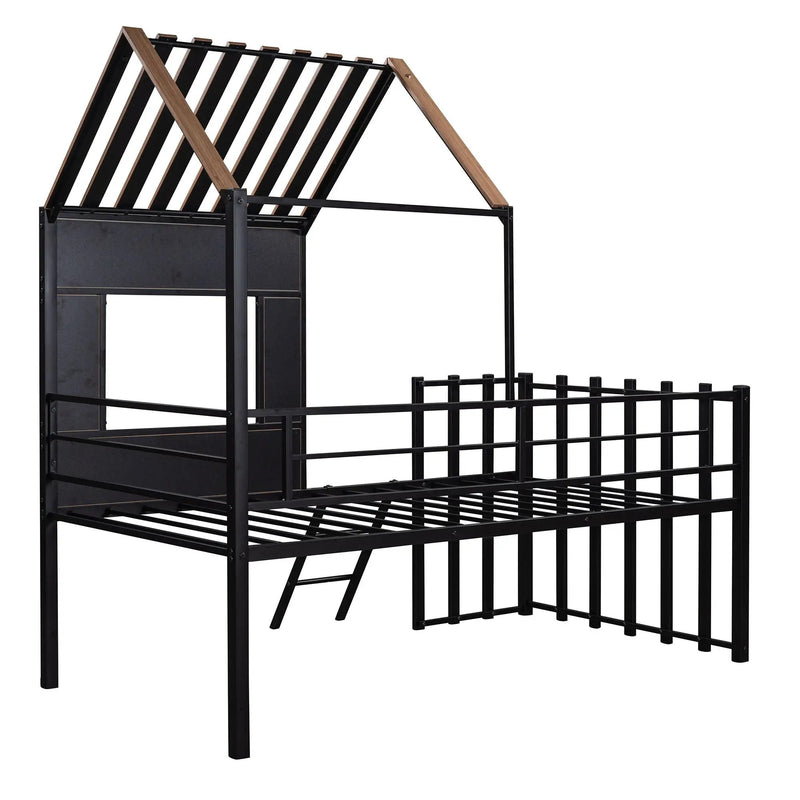 Loft Bed With Roof, Window, Guardrail, Ladder by HouseOfZazla