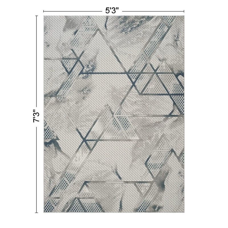 Geometrix - 5'3" X 7'3" Area Rug & Geometric, 3D Effect - Ivory / Gray by Unique Piece Furniture