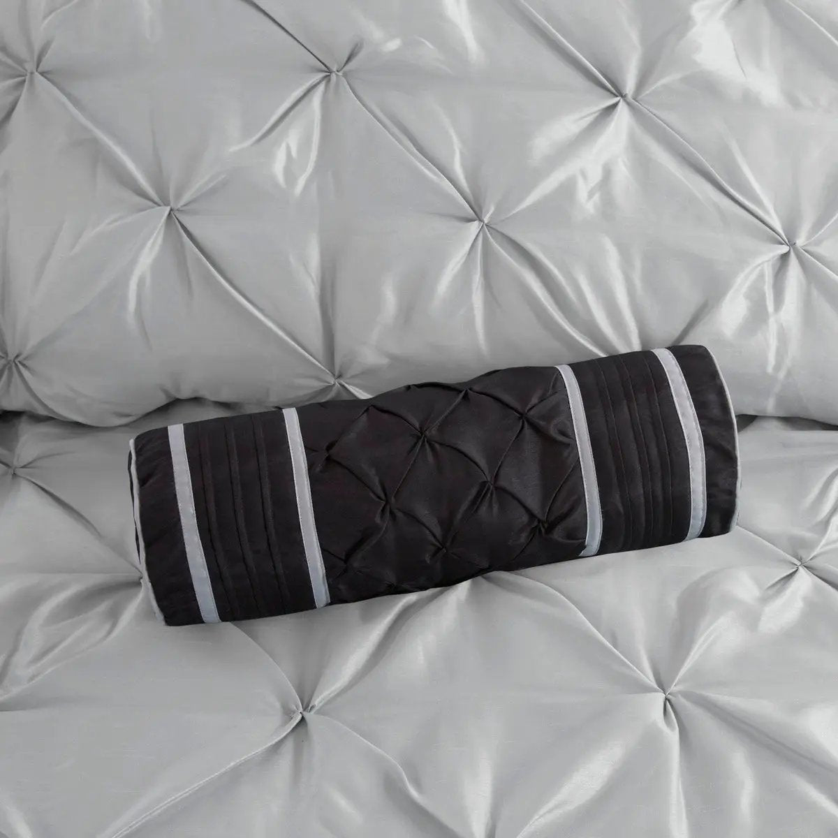 7 Piece Tufted Comforter Set Grey Full by HouseOfZazla