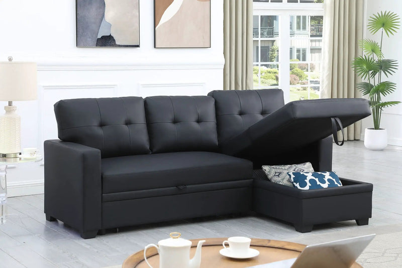 Upholstered Pull Out Sectional Sofa With Chaise by HouseOfZazla