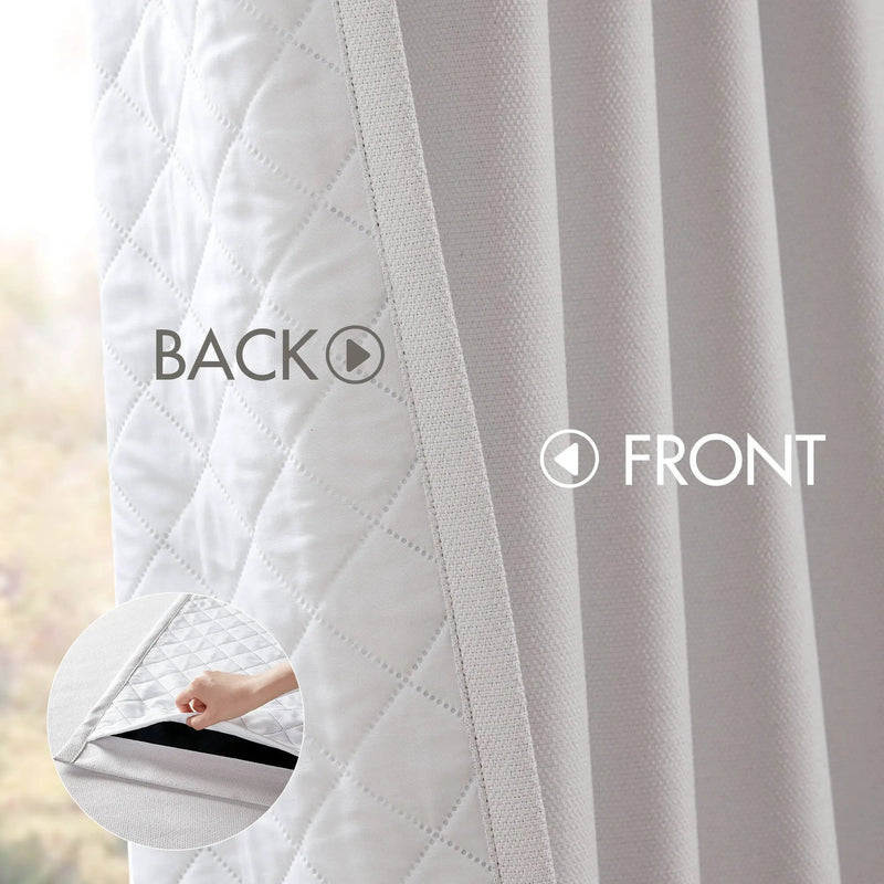 2-PK 52x84" Sound Blocking Total Blackout Curtain Panel Pair White by HouseOfZazla