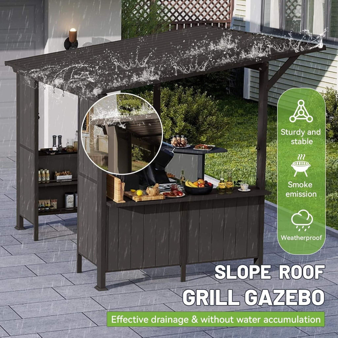 [09X10FT] Alora Premium Outdoor Hardtop Grill Gazebo With Shelves (SAK90431) by SAKSBY WHOLESALE