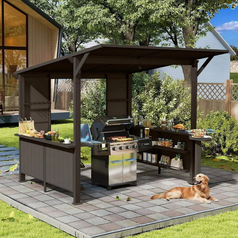 [09X10FT] Alora Premium Outdoor Hardtop Grill Gazebo With Shelves (SAK90431) by SAKSBY WHOLESALE