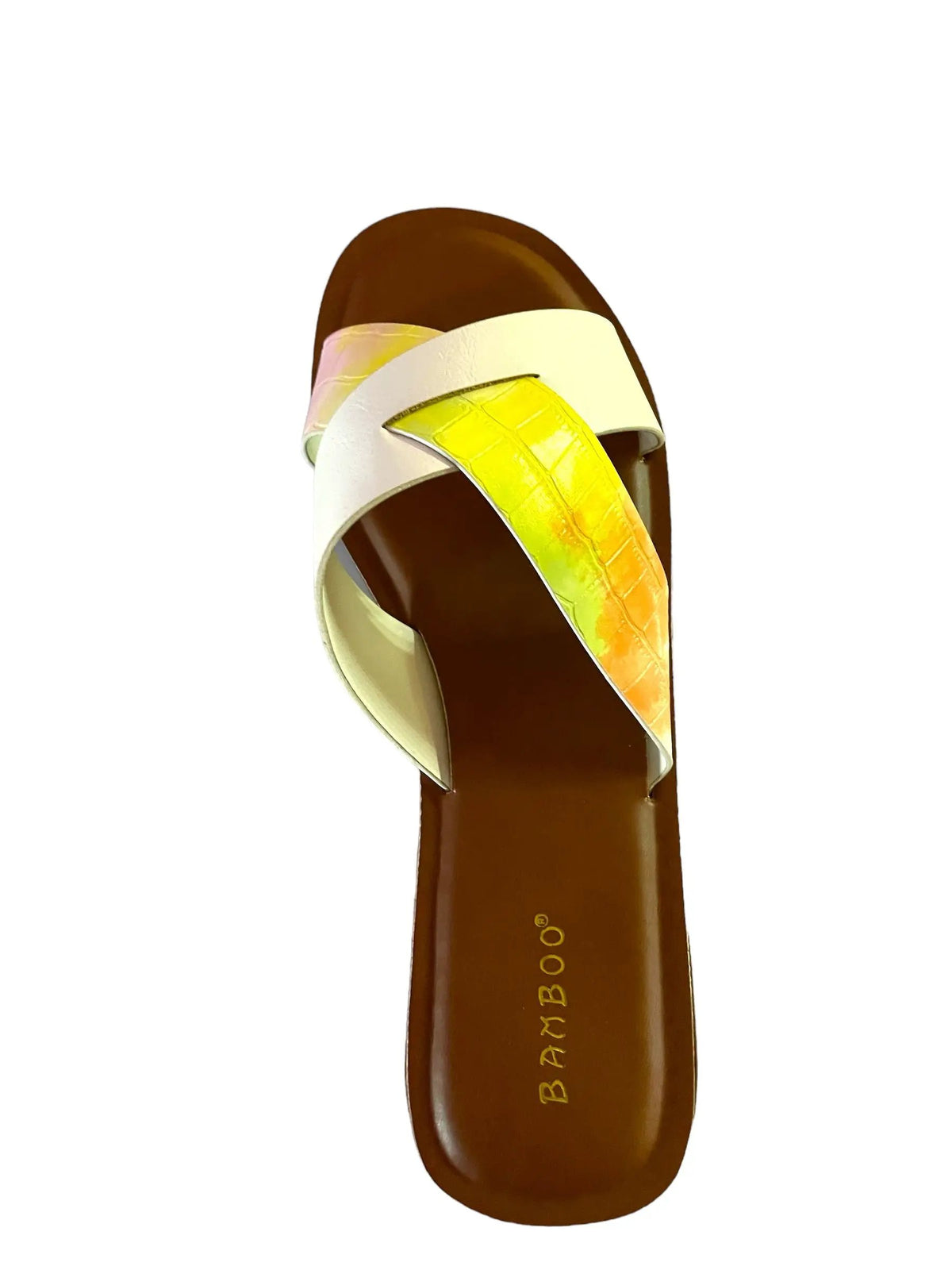 Bamboo Finest-17 Slip on Women's Cross Strap Sandals in Pink by Selzalot