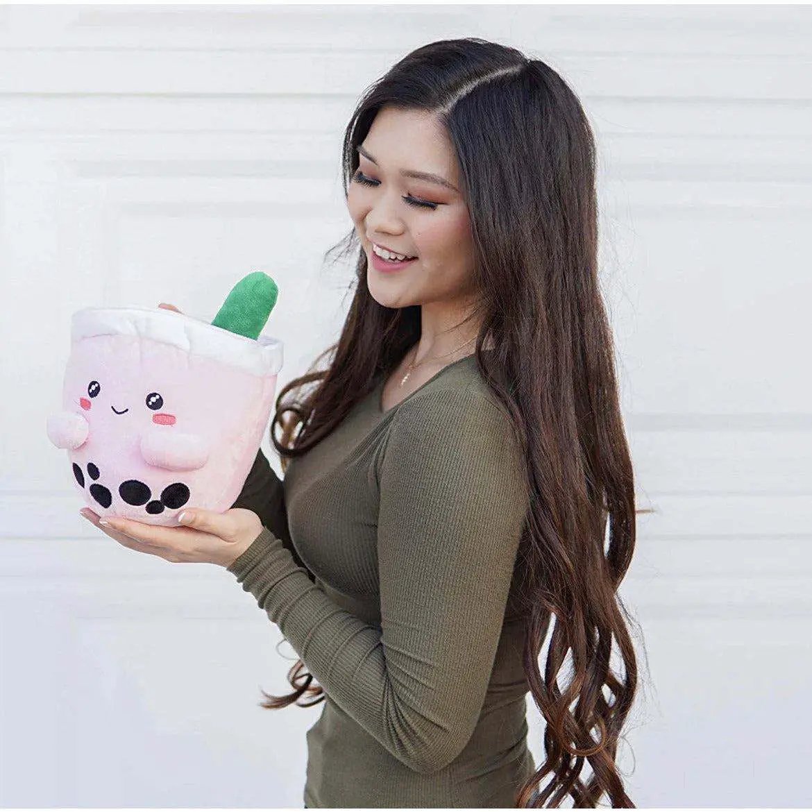 ABC Boba Tea Plush Pink Berry Cute Stuffed Animal Toy 10" by Selzalot